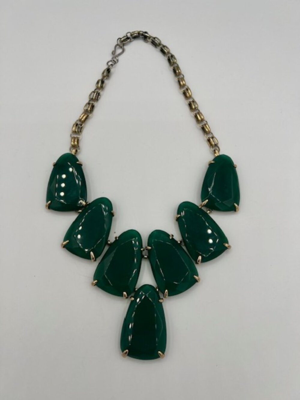 Kendra Scott Harlow Green Statement Necklace Gold Tone